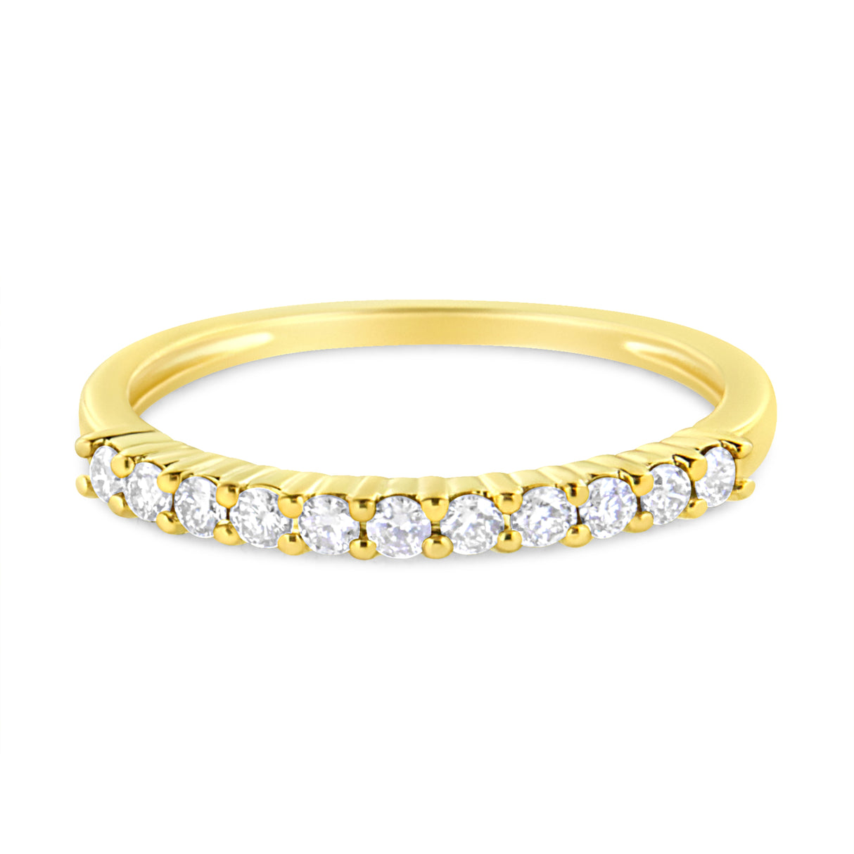 IGI Certified 1/4 Cttw Diamond 10K Yellow Gold Prong Set Fluted Band Style Ring (I-J Color, I2-I3 Clarity) - Size 7