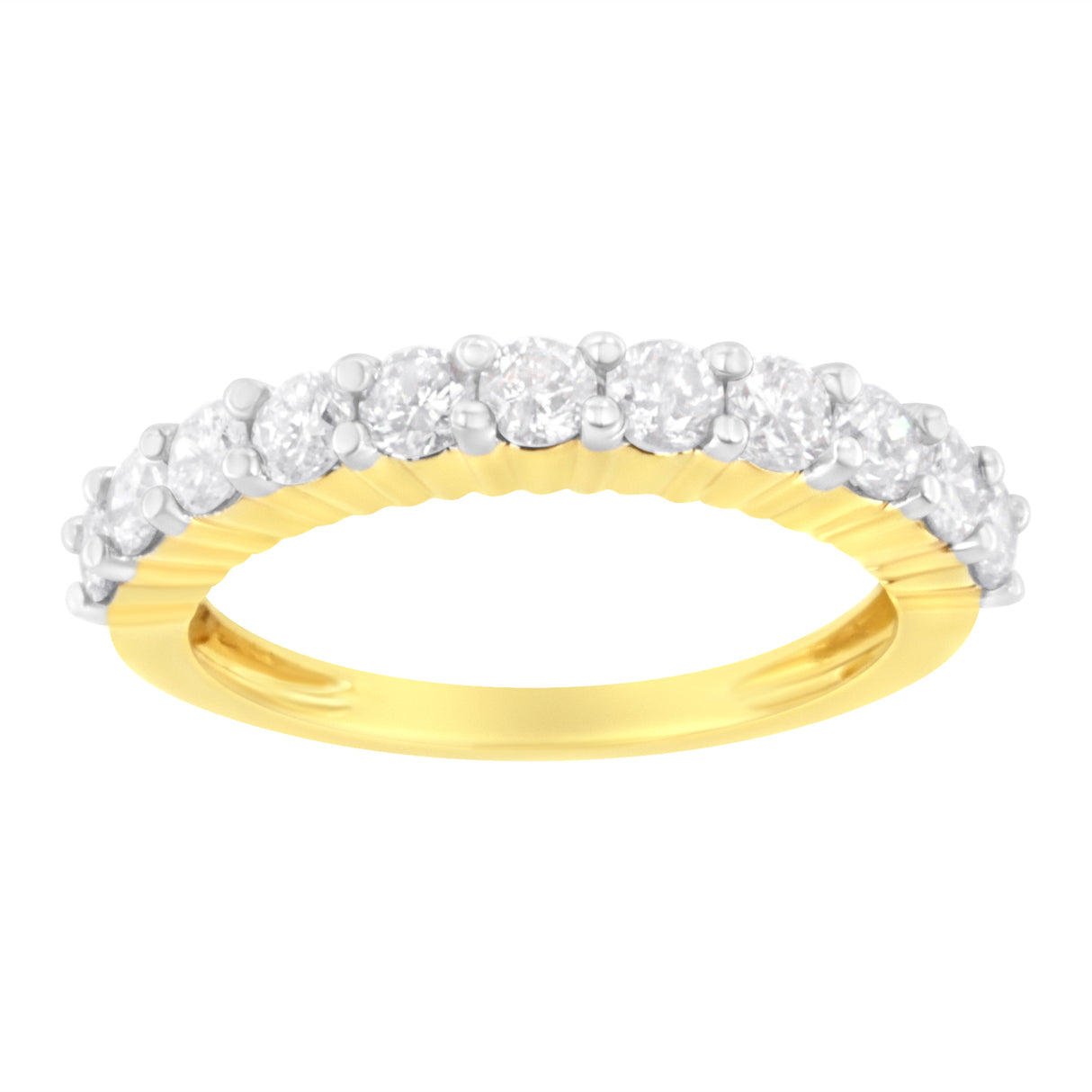 IGI Certified 1.0 Cttw Diamond 10K Yellow Gold Prong Set Fluted Band Style Wedding Ring (J-K Color, I1-I2 Clarity) - Size 7