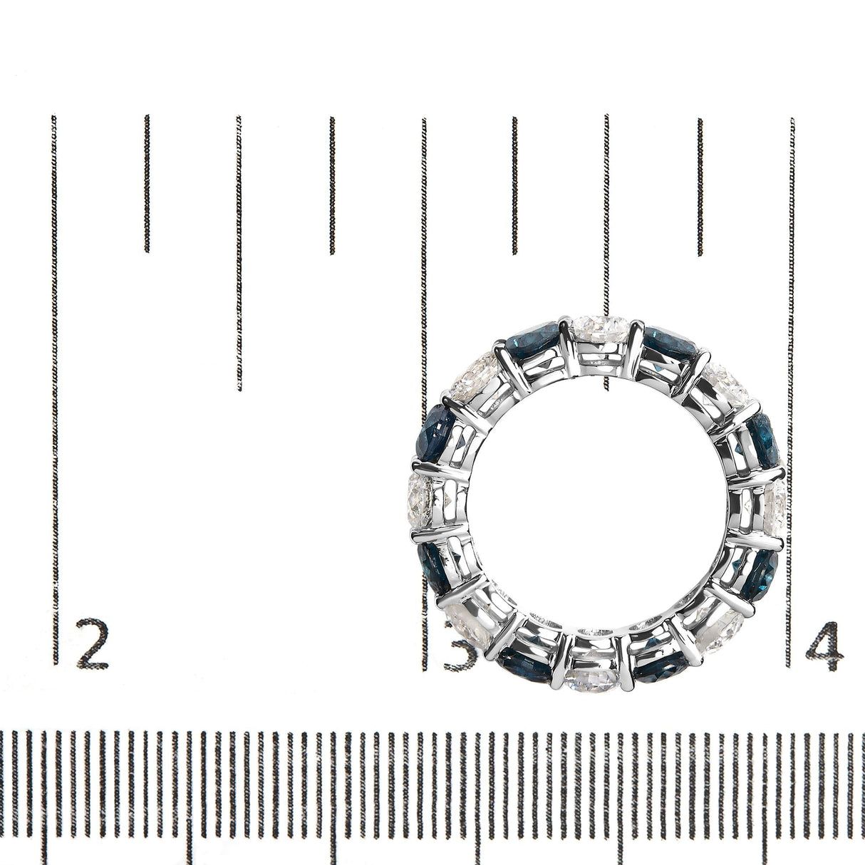 14K White Gold 6 1/4 Cttw Alternating Lab-Grown White and Natural Treated Blue Diamond Eternity Band Ring (F-G Color, VS1-VS2 Clarity) - Ring Size 7.5