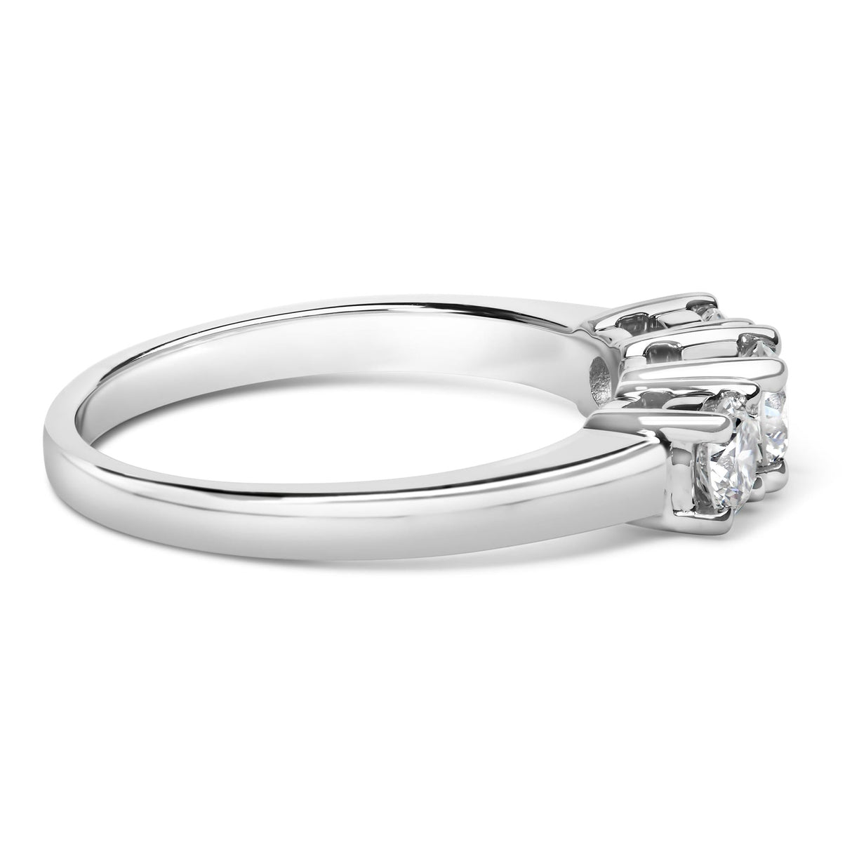 14K White Gold 3/4 Cttw Lab Grown Diamond 3 Stone Ring Band (F-G Color, VS2-SI1 Clarity)