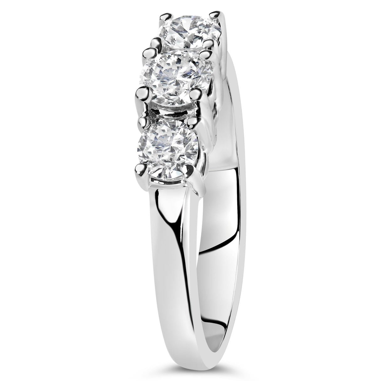 14K White Gold 3/4 Cttw Lab Grown Diamond 3 Stone Ring Band (F-G Color, VS2-SI1 Clarity)