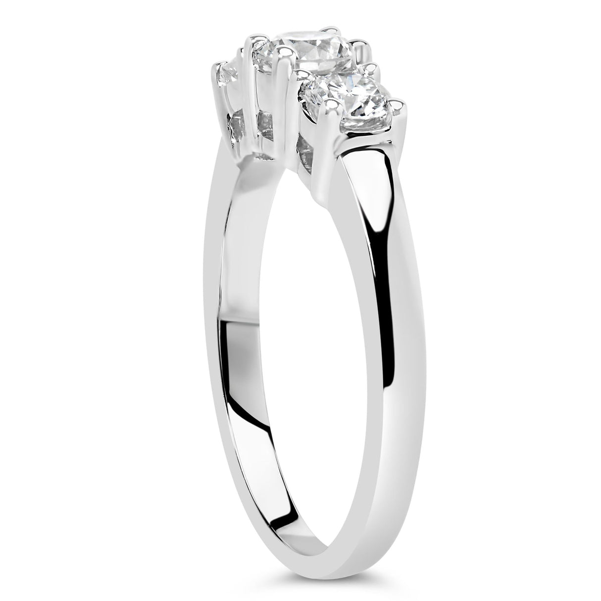 14K White Gold 3/4 Cttw Lab Grown Diamond 3 Stone Ring Band (F-G Color, VS2-SI1 Clarity)