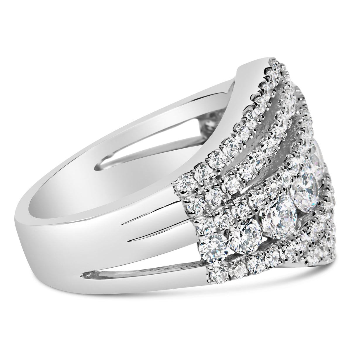 .925 Sterling Silver 2.00 Cttw Lab Grown Diamond Cluster Band Ring