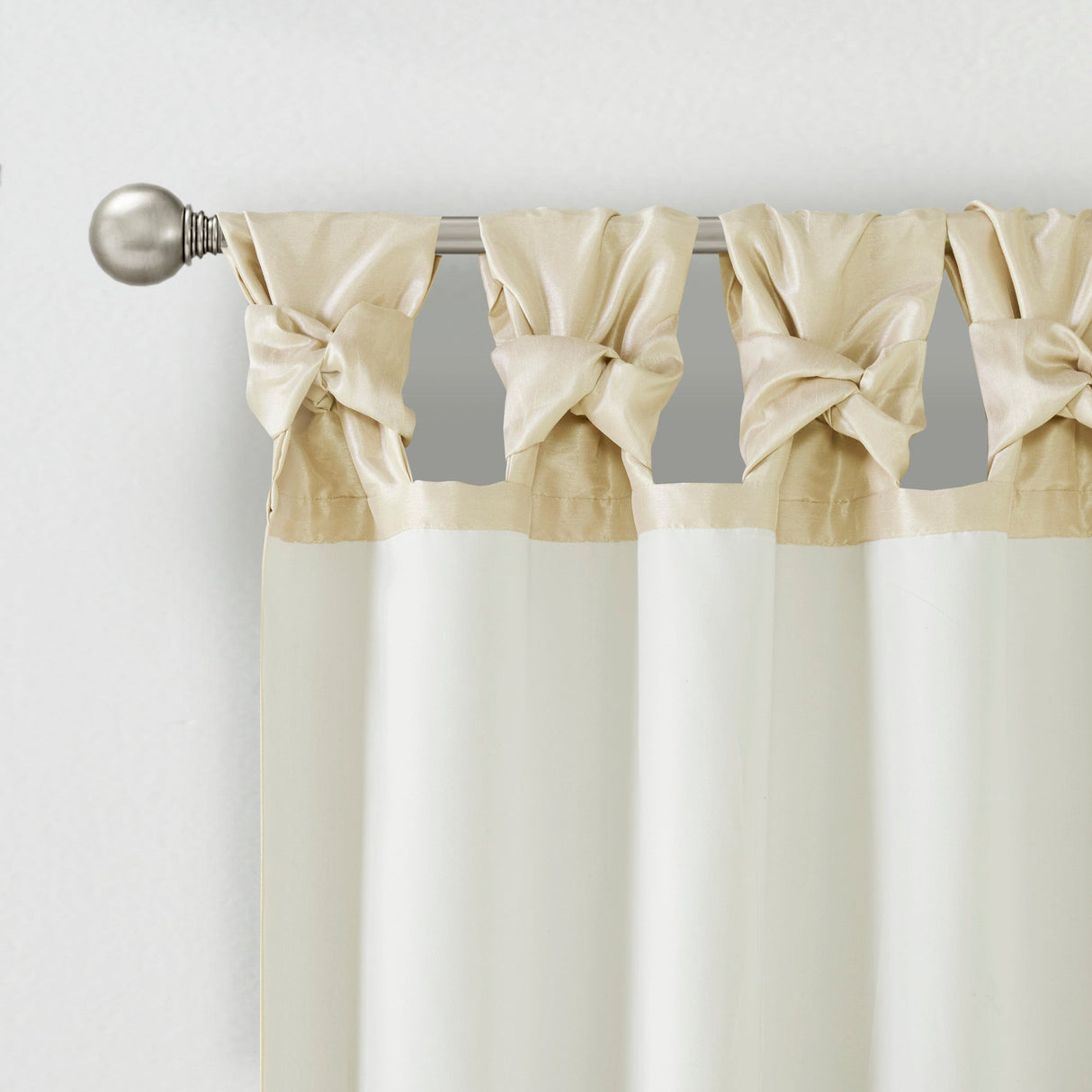 Twist Tab Lined Window Curtain Panel Champagne 50x95