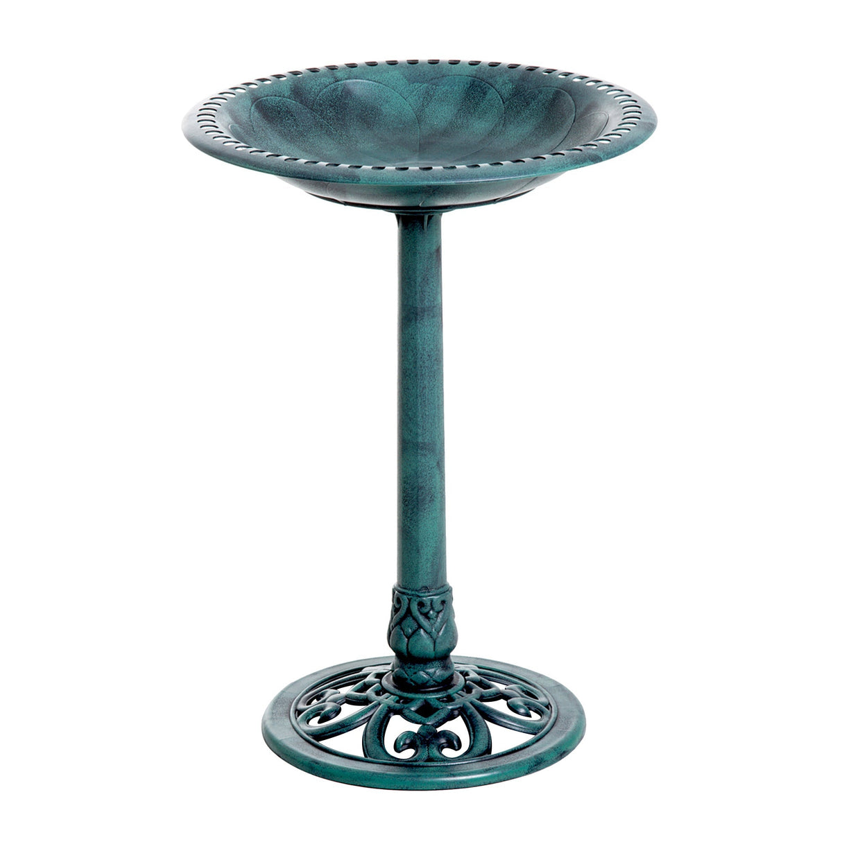 Outsunny 28" Bird Bath Outdoor Resin Decor with Fleur De Lis Pattern