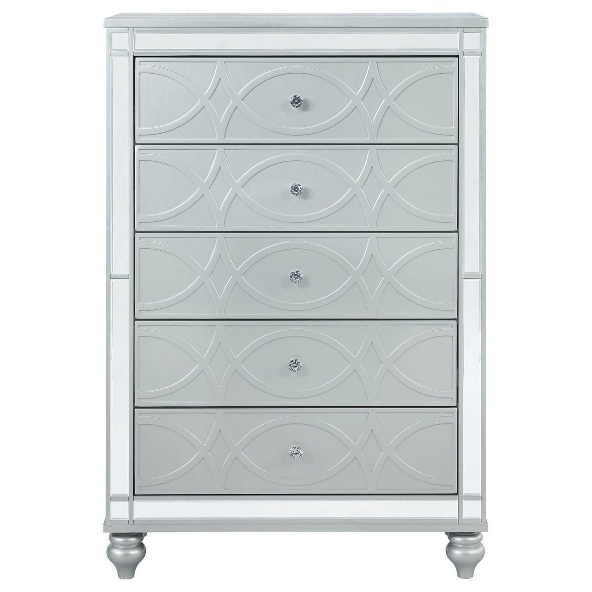 Arabesque - 5 Drawer Bedroom Chest - Silver