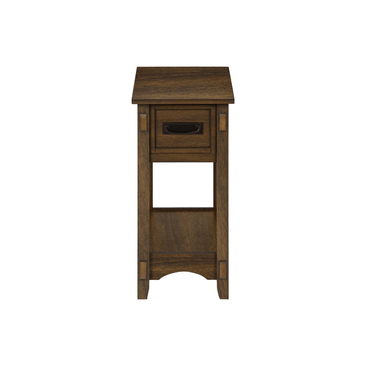 Accent End Table, 2 Tier, Narrow, Storage Drawer, Transitional - Walnut