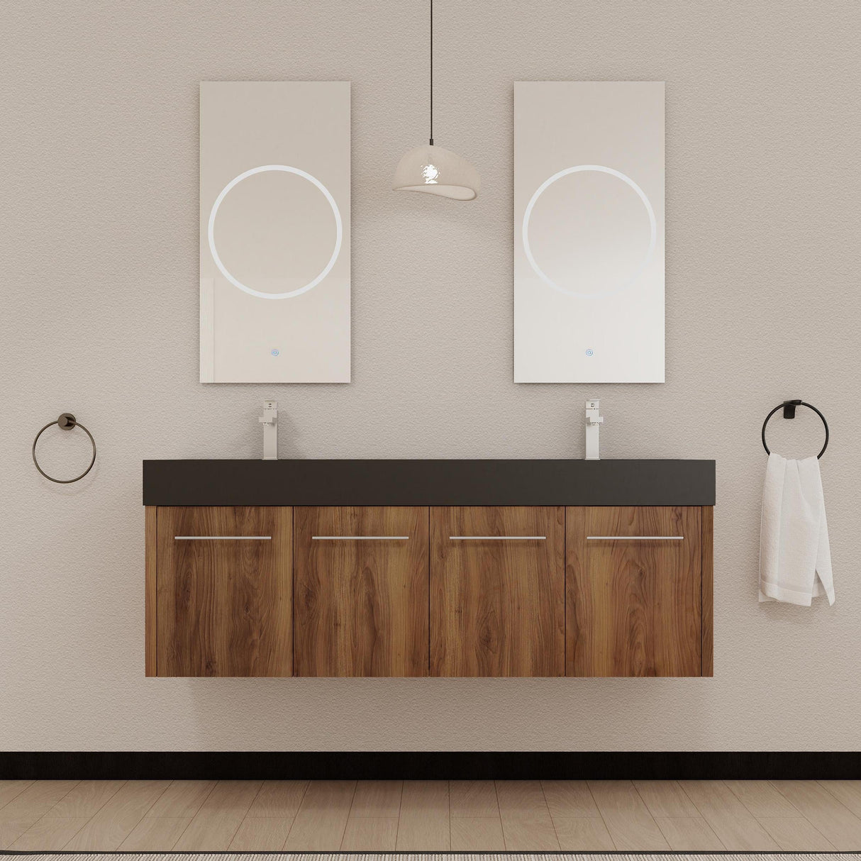 60 Inch Wall-Mounted Bathroom Vanity with Sink