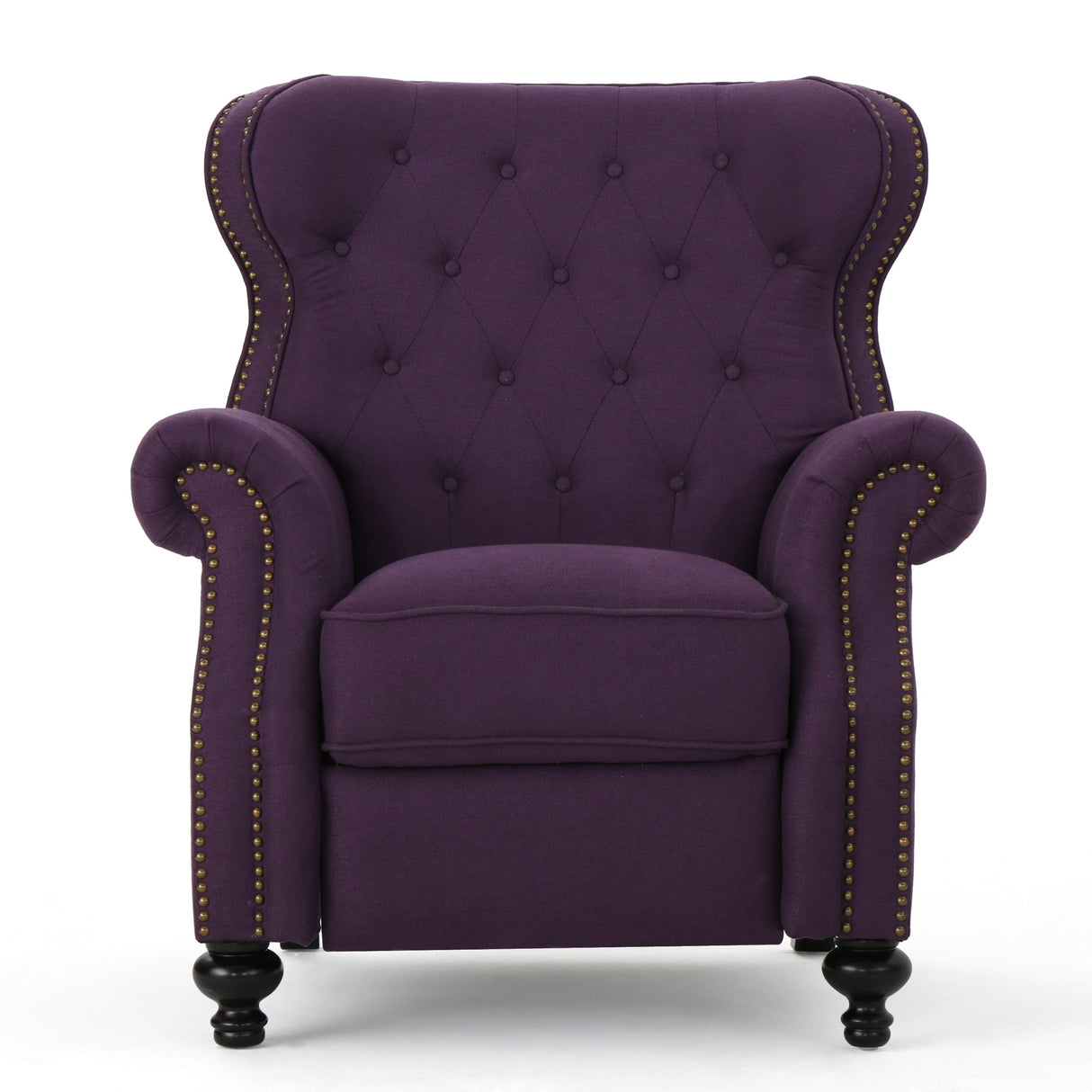 Beacon Accented Push Back Recliner Chair with Rolled Arms Plum