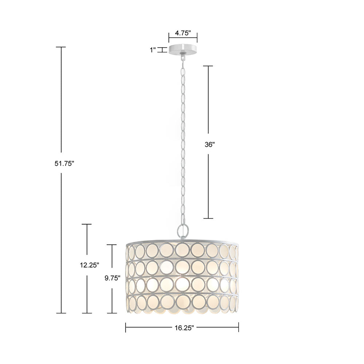 4-Light Glass Drum Shade Chandelier