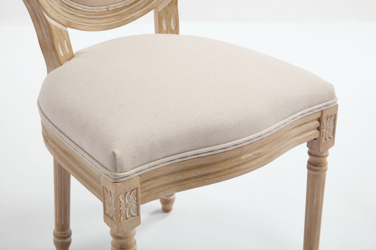 French Country Dining Chairs Set of 2 with Upholstered Round Back