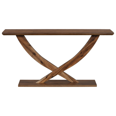 57'-Console-Table-with-Cross-Leg-Base-and-Reinforced-Support-Plate,-Brown-