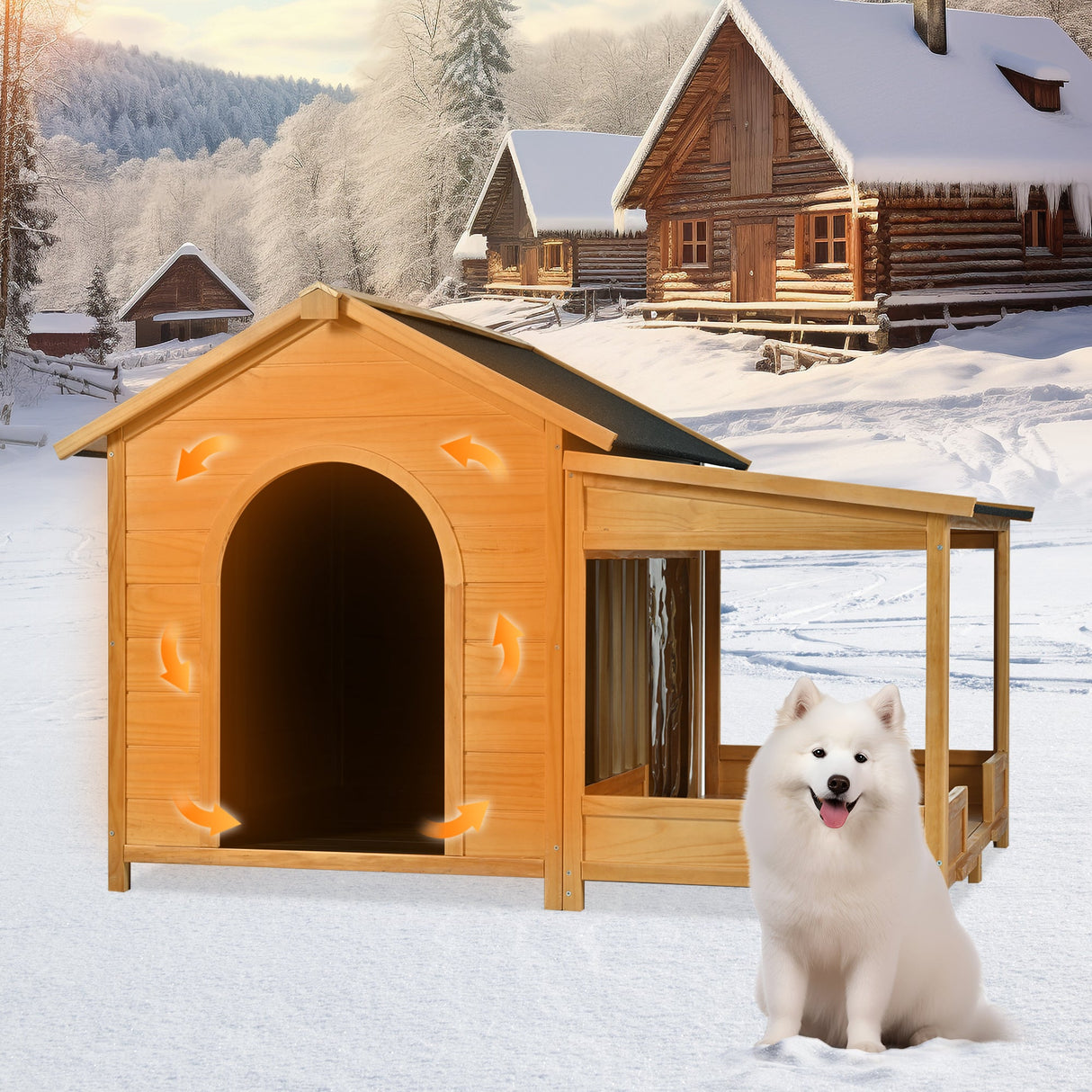 60.2' Large Outdoor Dog House with Insulated Liner for Winter