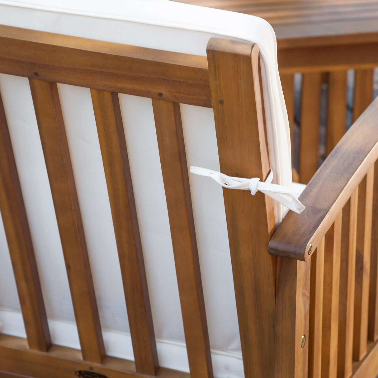 Acacia Wood Outdoor Chat Set with Water-Resistant Cushions, 4PC