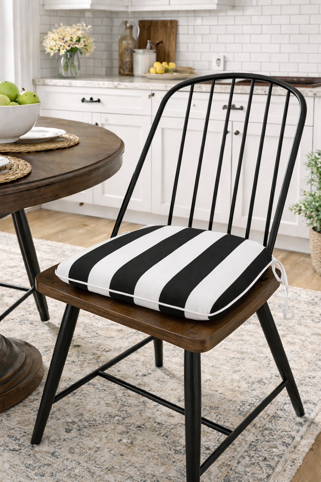 Outdoor Patio Chair Cushions, Water-Repellent U-Shape Thick Foam Seat Cushions with Ties, Set of 4