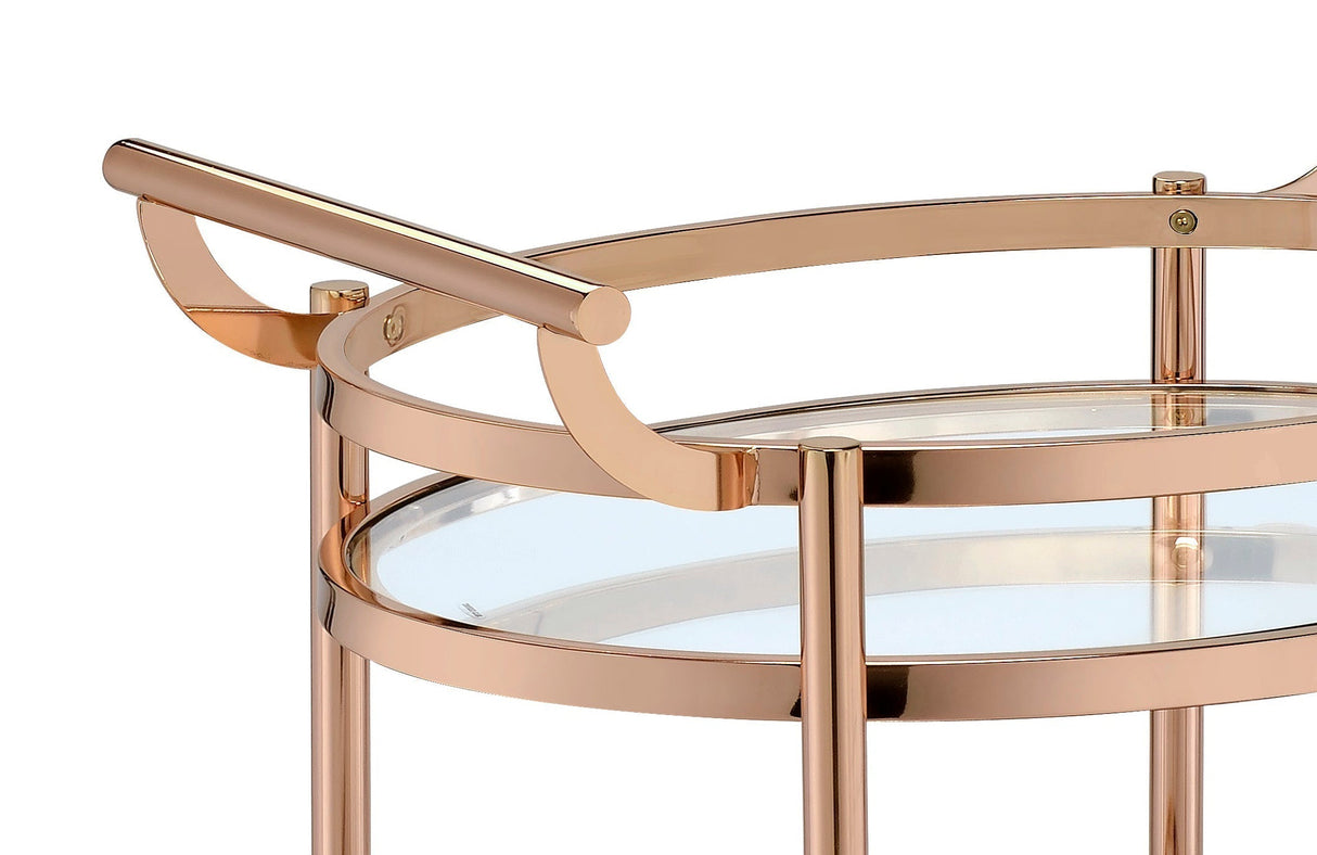 Lakelyn Clear Glass & Rose Gold Finish Serving Cart