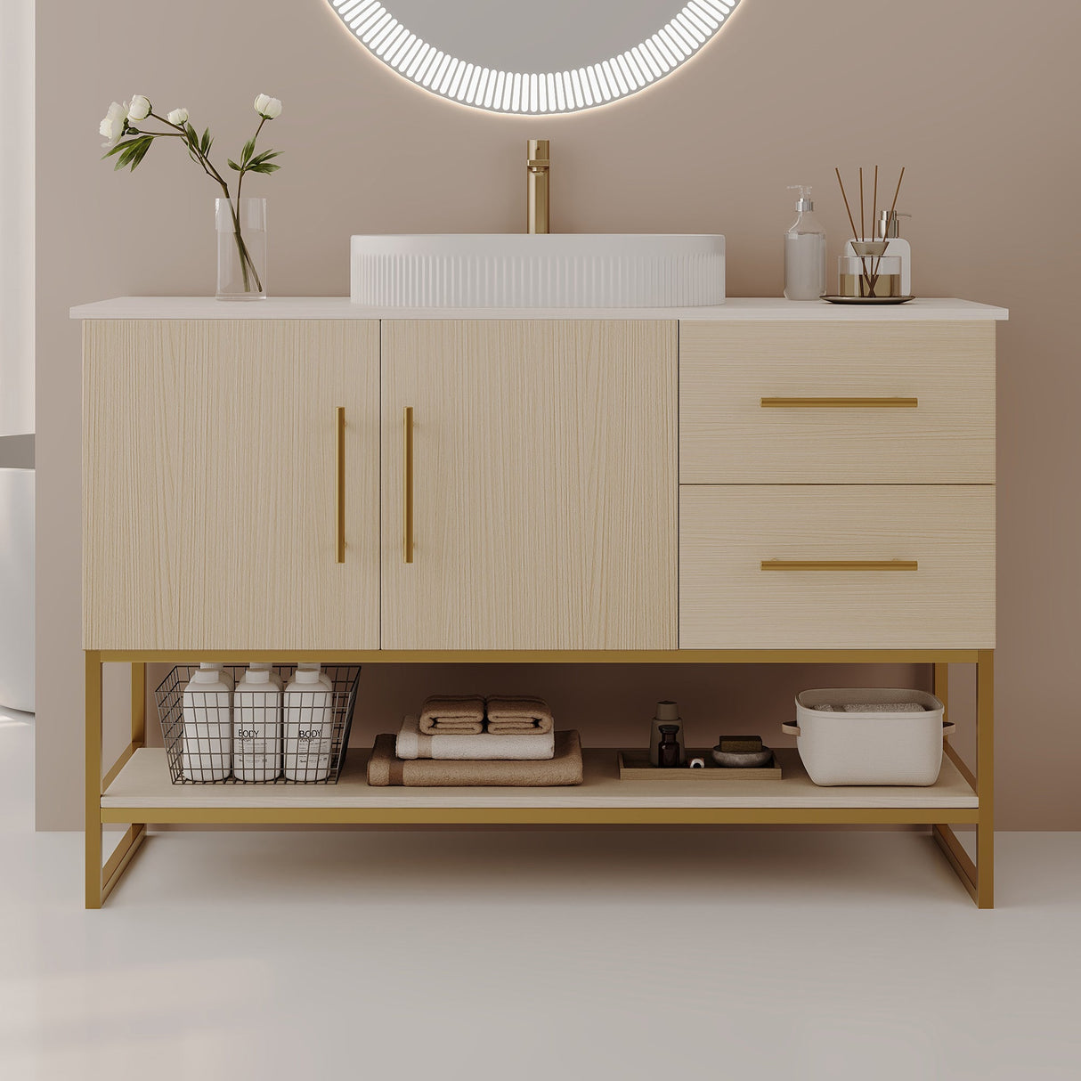 36" Modern Bathroom Vanity with Ceramic Vessel Sink