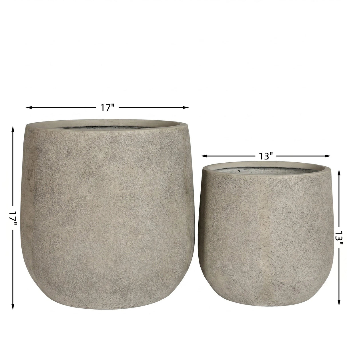 Round Concrete Planter Set of 2 - Antique Grey