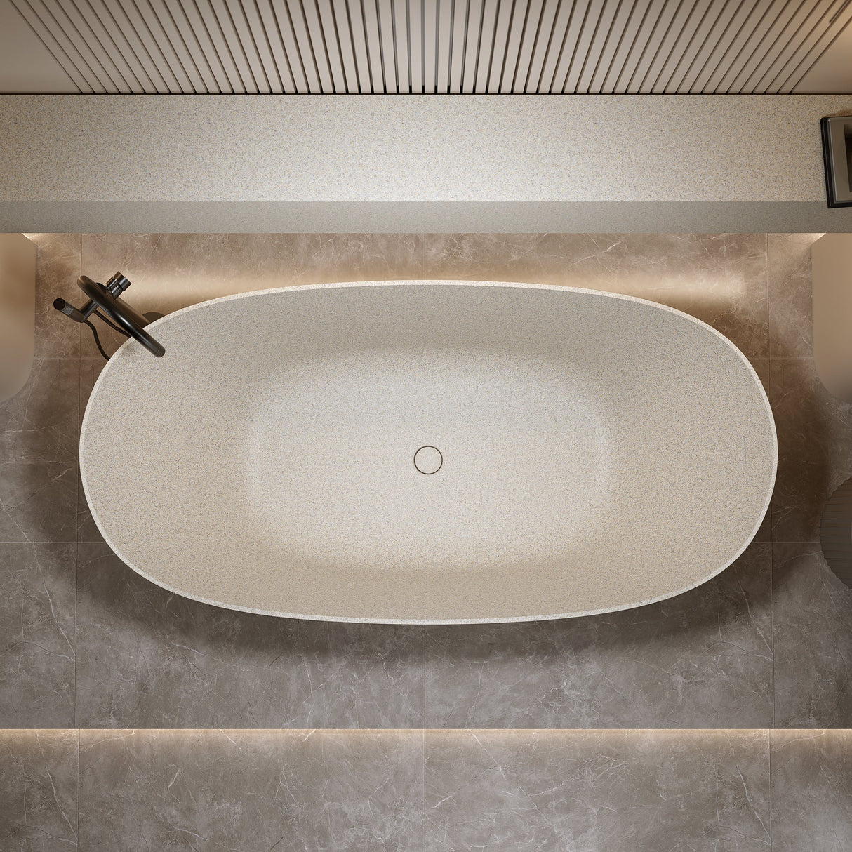 61'' Freestanding Bathtub with Overflow and Pop-up Drain