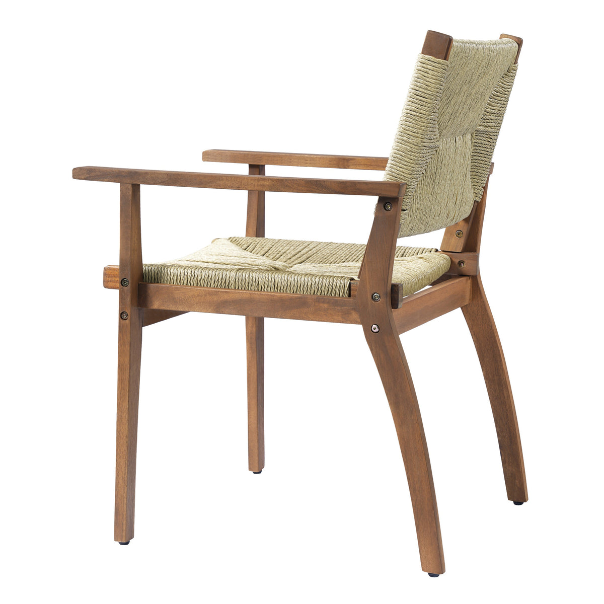 Durable Outdoor Dining Chair with Acacia Wood Frame and Wicker Seat