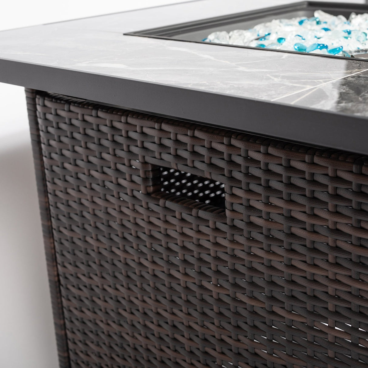 30inch Outdoor Fire Table Propane Gas Fire Pit Table with Lid Gas Fire Pit Table with Glass Rocks and Rain Cover - Tuesday Morning - Fire Pits