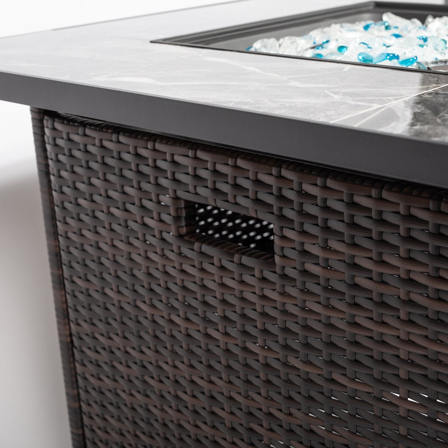 30inch Outdoor Fire Table Propane Gas Fire Pit Table with Lid Gas Fire Pit Table with Glass Rocks and Rain Cover - Tuesday Morning - Fire Pits