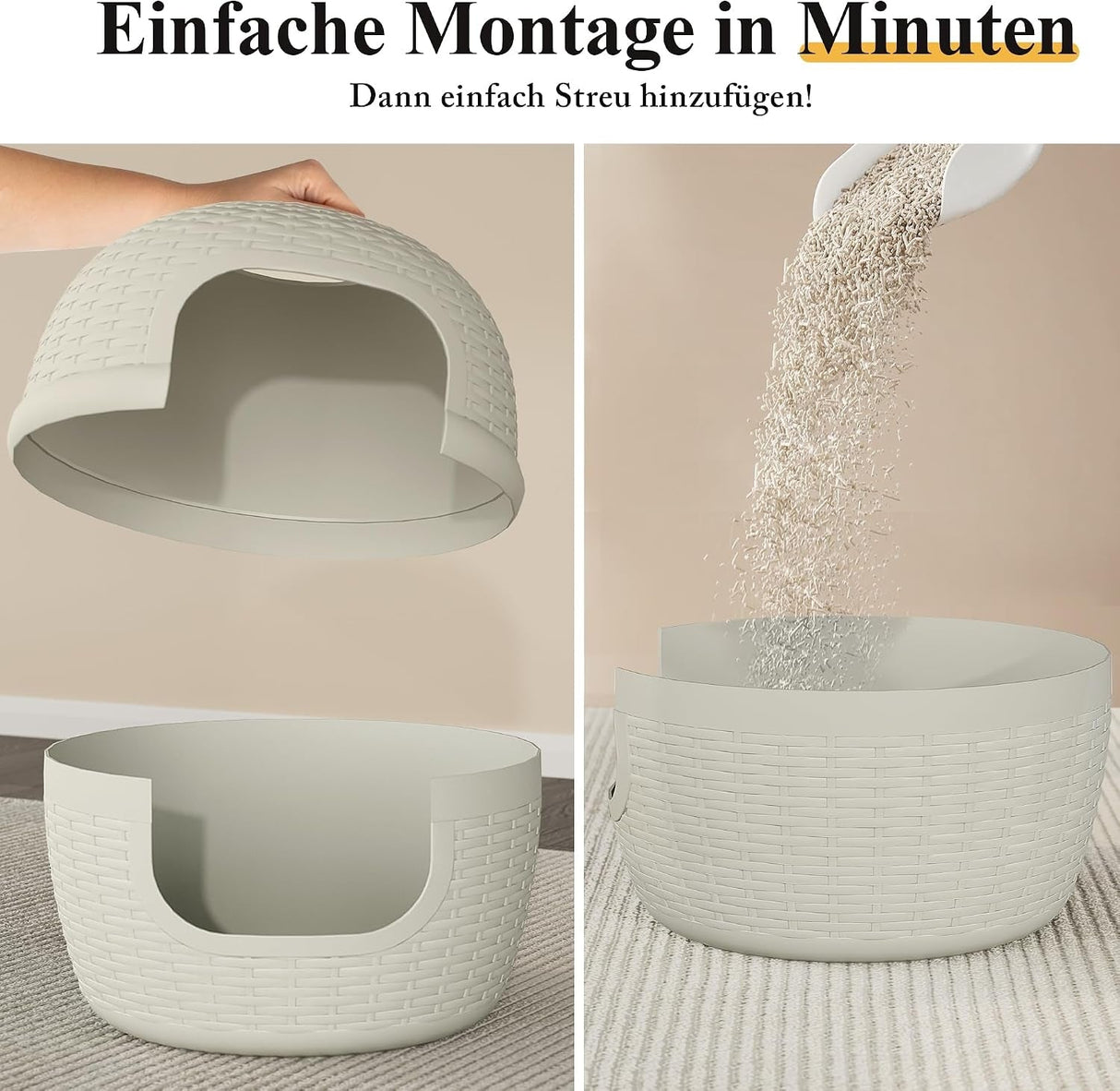 Stylish Cat Litter Box Enclosure with Faux Plant