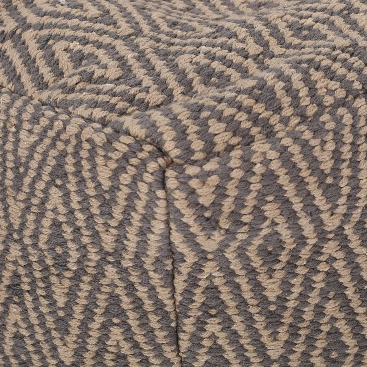 Amuleto Hand Loomed Cotton Pouf - Dark Gray / Brown