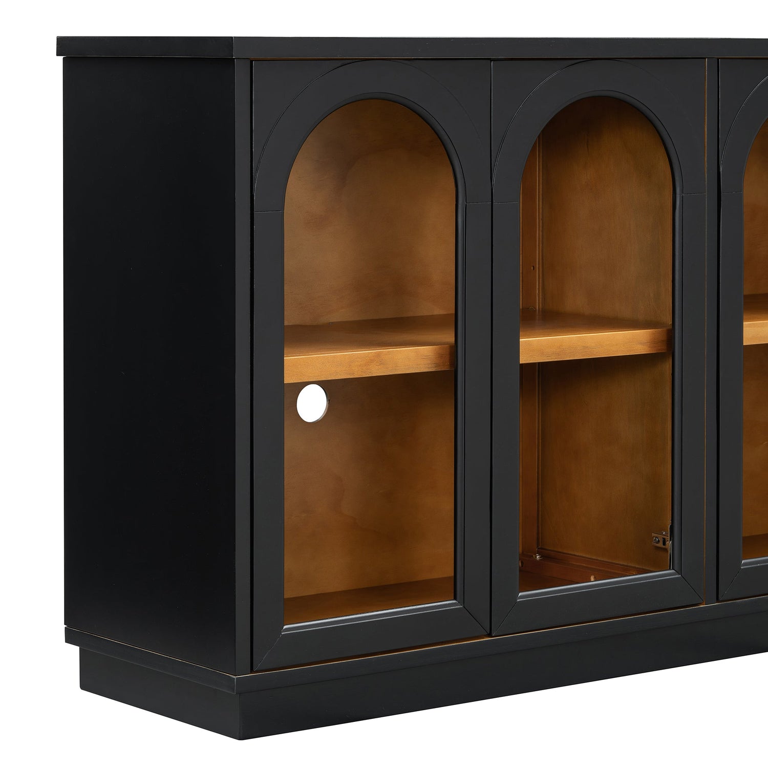 Arched Storage Cabinet with Glass Doors