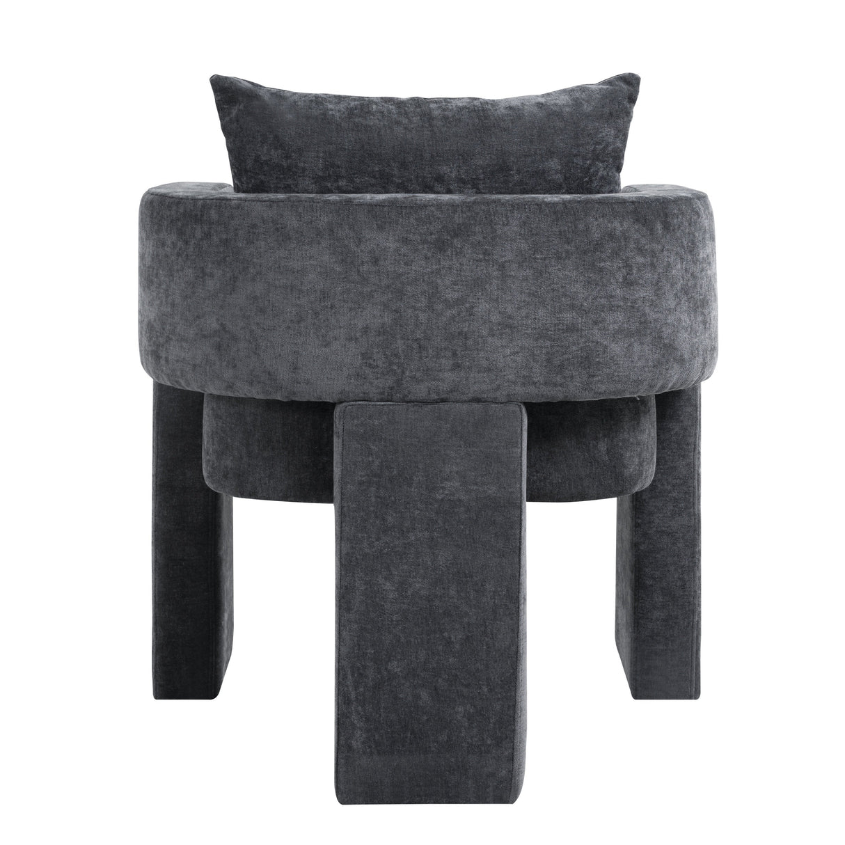 Modern 3-Leg Chenille Accent Chair with Ergonomic Arms & Removable PillowGray