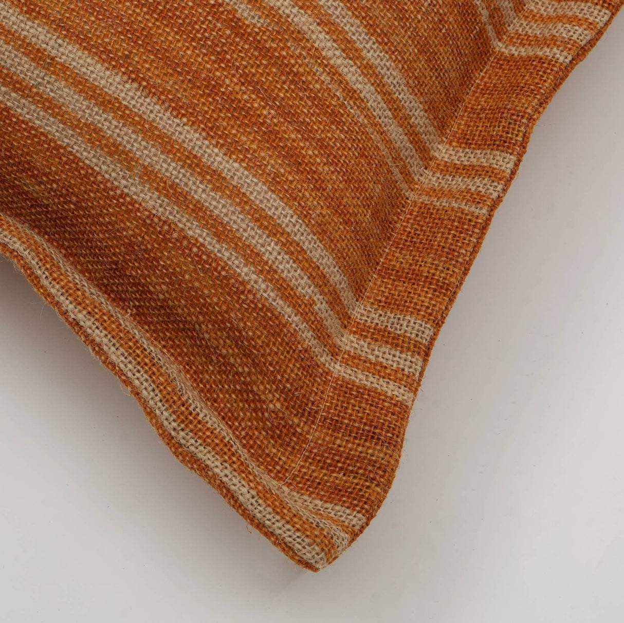Double-Sided Stripe Throw Pillow – 20 x 20 Inch Orange Jute & Cotton