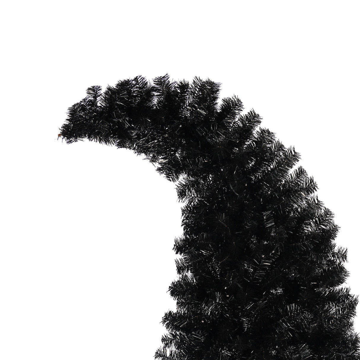 6Ft Curved Hat-Look Black Holiday Tree with Orange & Purple Lights