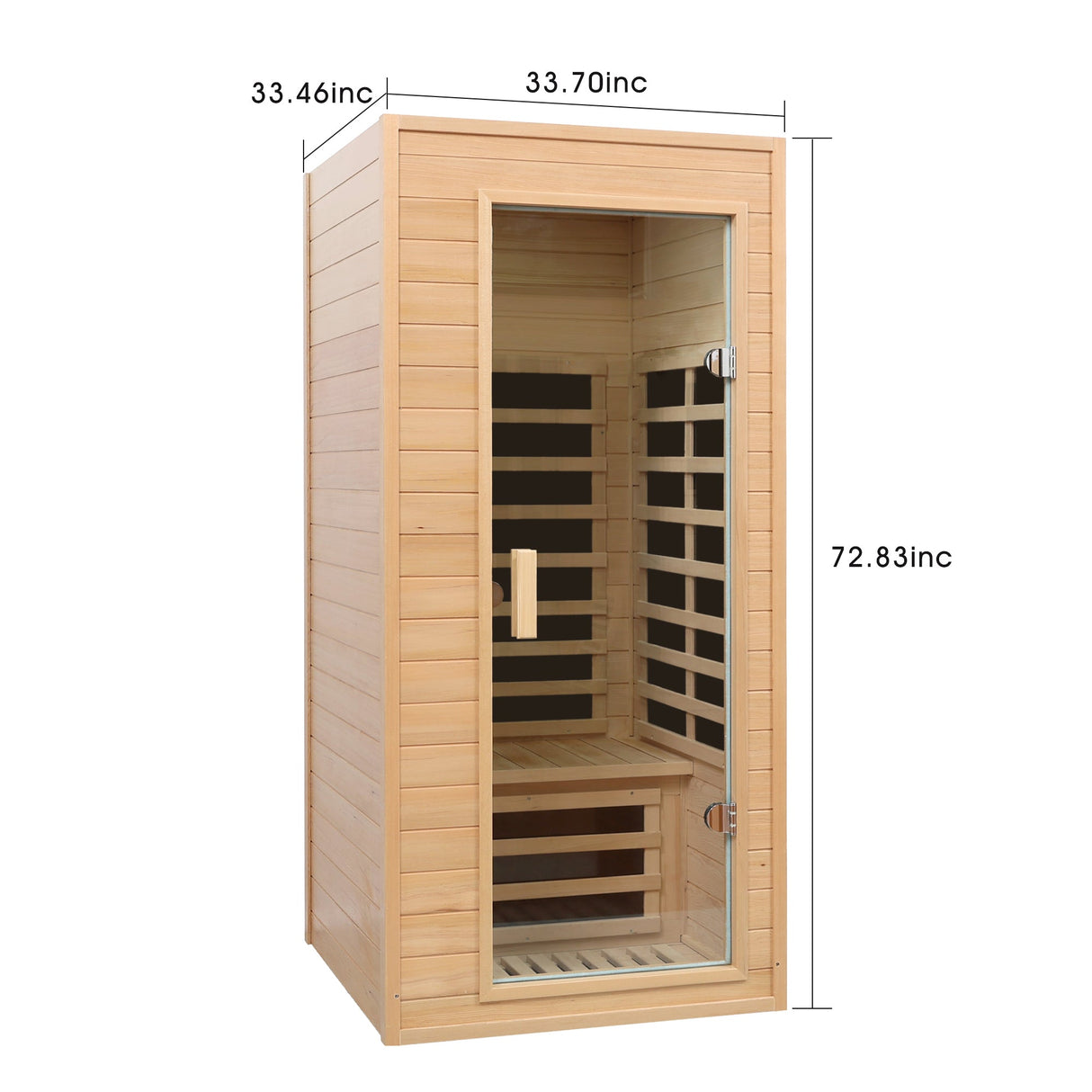 Hemlock One-person Far Infrared Roof Embedded Indoor Sauna Room Natural Hemlock 33.7x33.46x72.83 inches