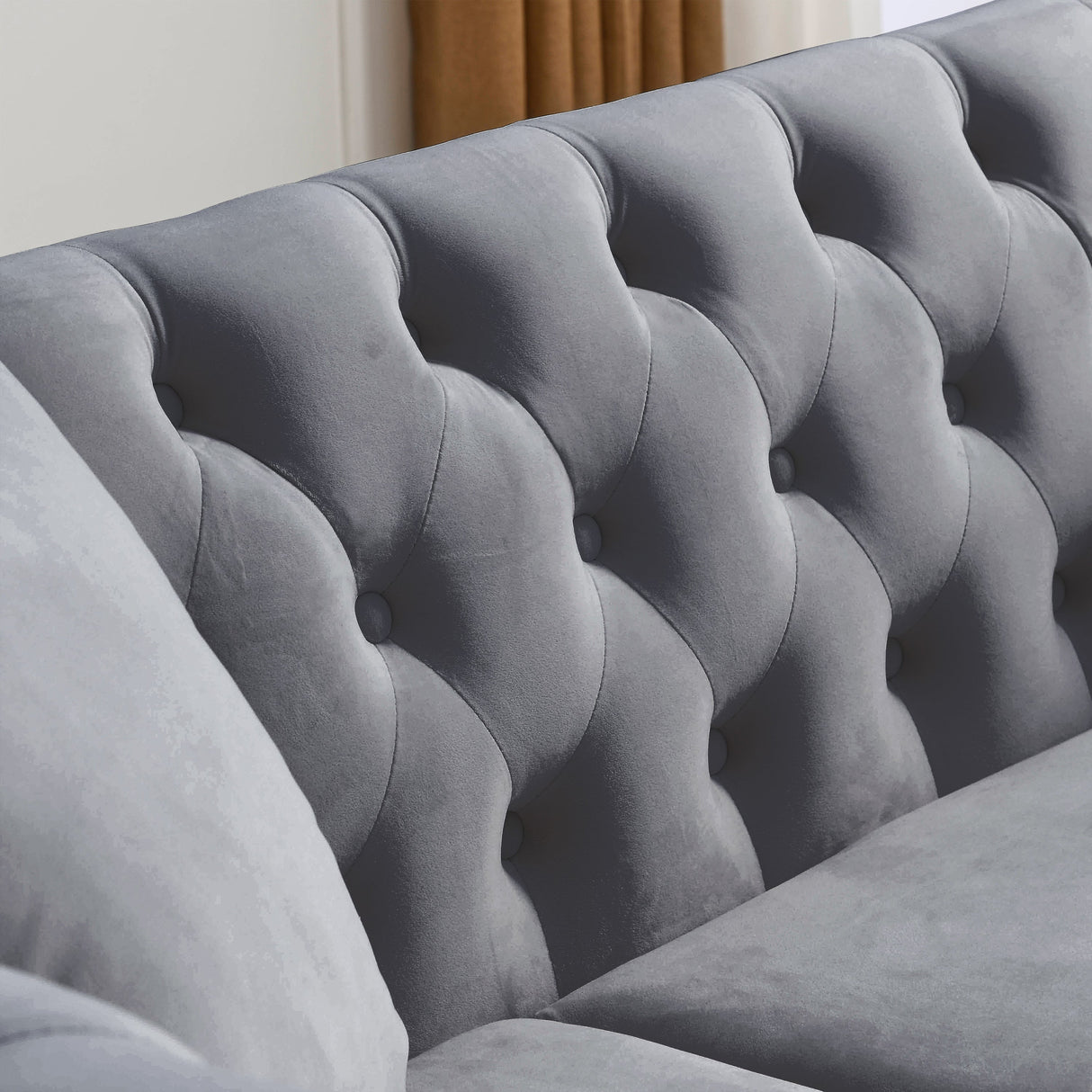 80" Grey Velvet Chesterfield Sofa