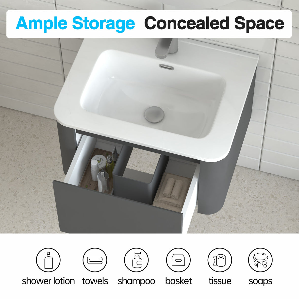 24" Wall-Mounted Bathroom Vanity