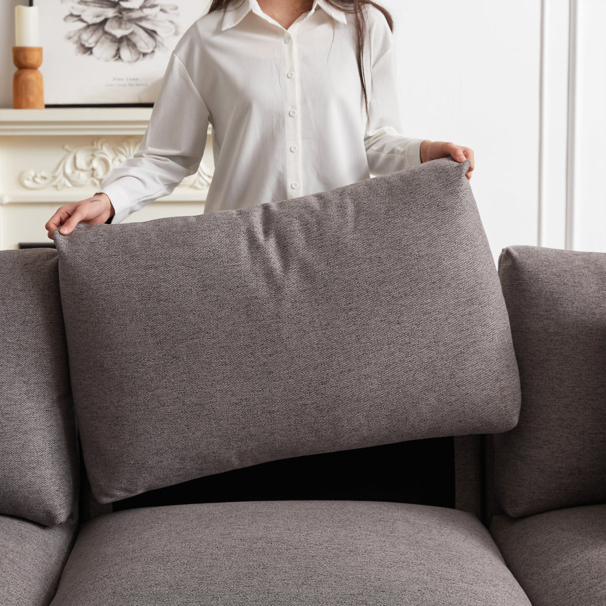 102.2 Inch Combination Modular Sofa with Ottoman Grey