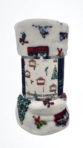 Decor&More Happy Holidays Microplush Throw Blanket (50" x 60") - Christmas Time