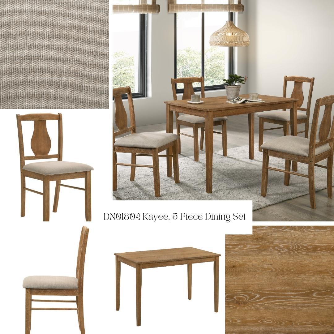 Kayee 5-Piece Dining Set - Weathered Oak