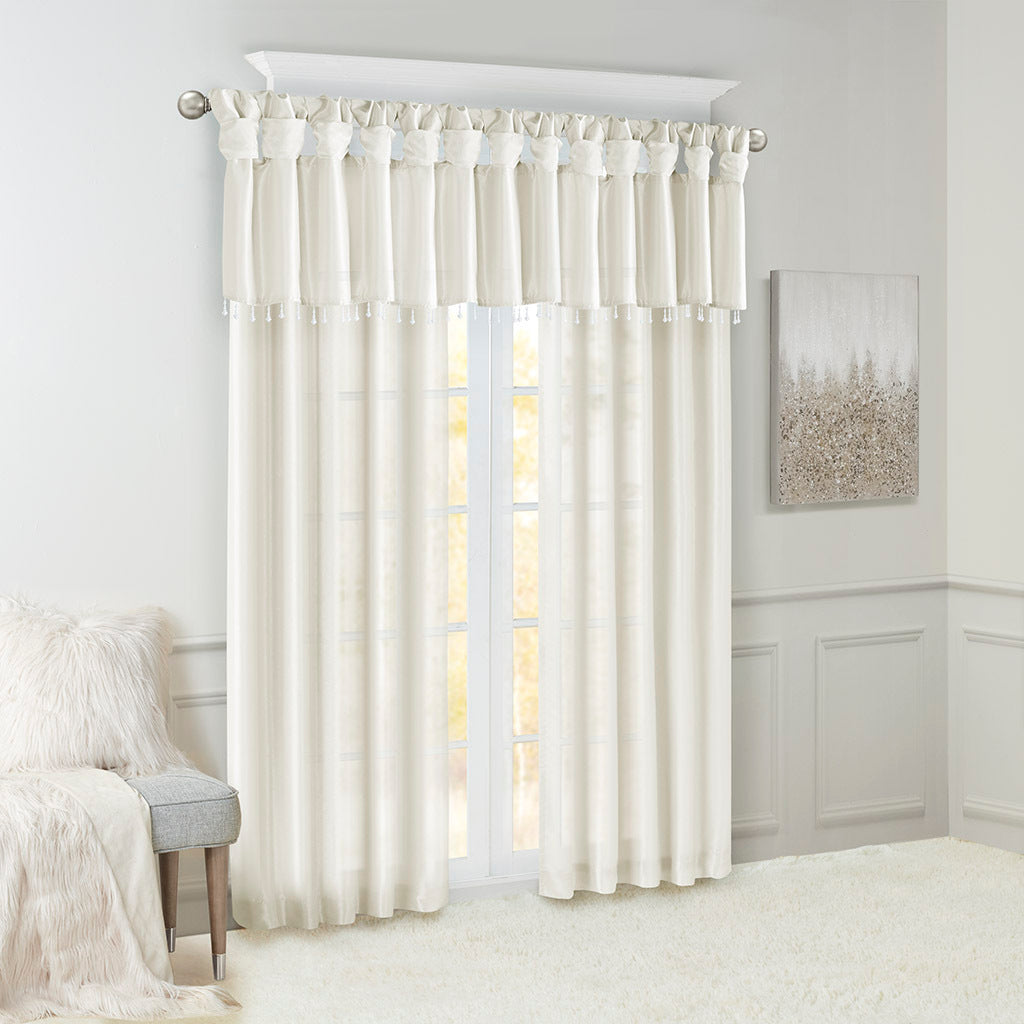 Twist tab lined window curtain panel white 50x84"