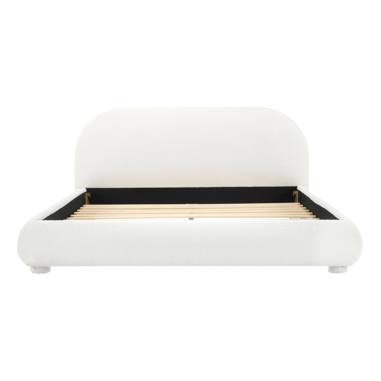 Cream Style Fabric Upholstered Bed, Simple Modern Bedroom Double Bed, Queen