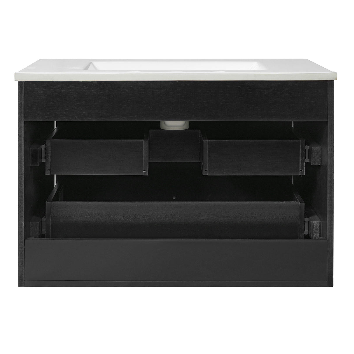 Floating Bathroom Vanity With Oval Knobs & Round Edge, Soft Close Drawer Slides