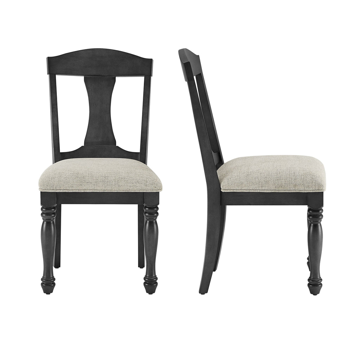 Wooden Frame Upholstered Dining Chairs, Set of 2