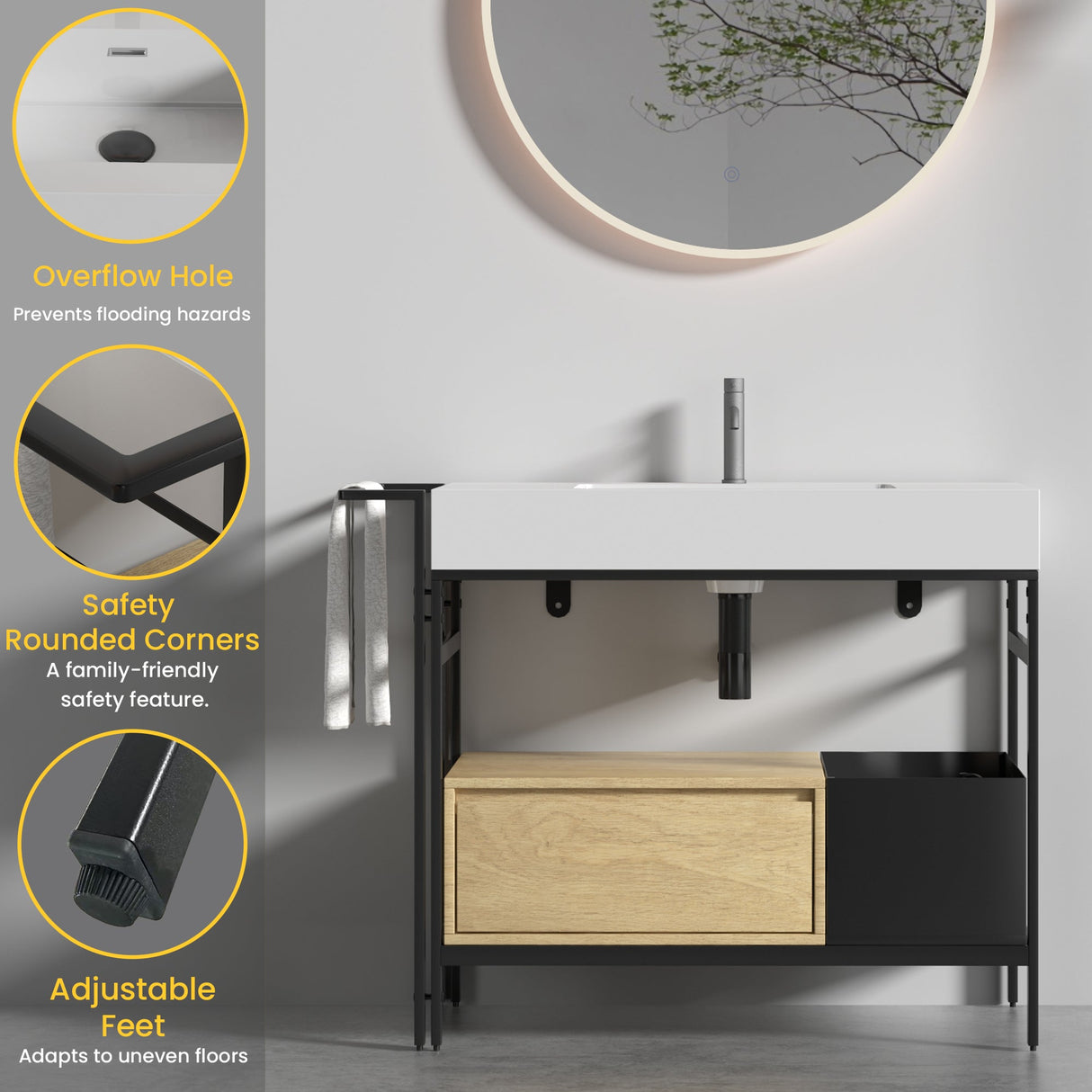 Forte 36" Industrial Style Bathroom Vanity
