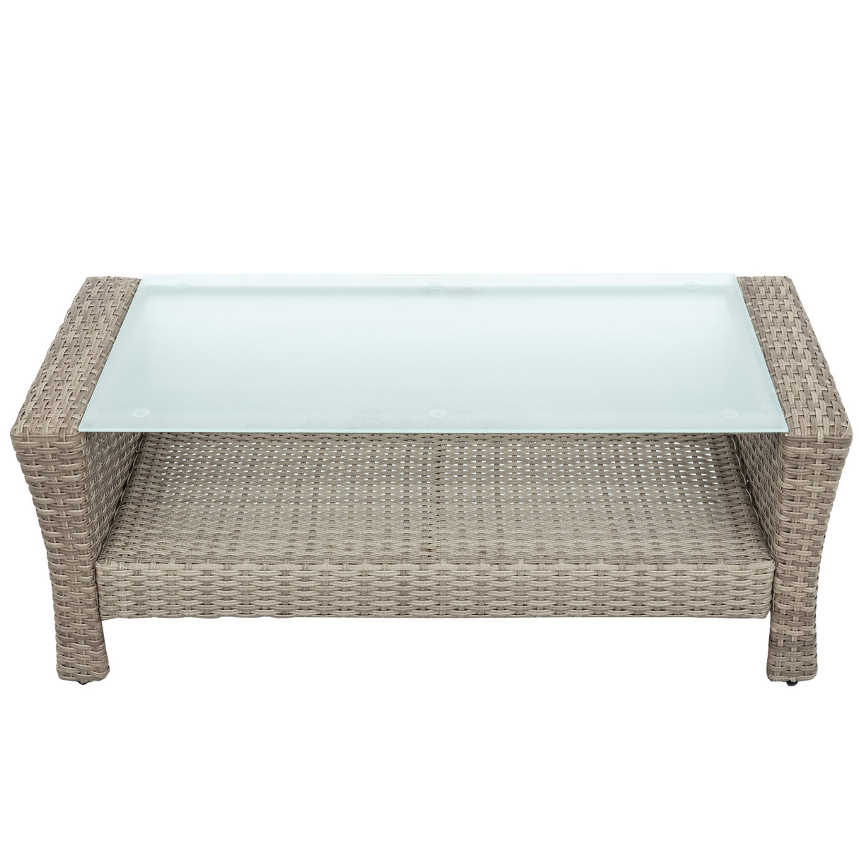 U-Style Patio Furniture 4 Piece Outdoor Wicker Sectional Sofa Set with Ottoman and Cushions