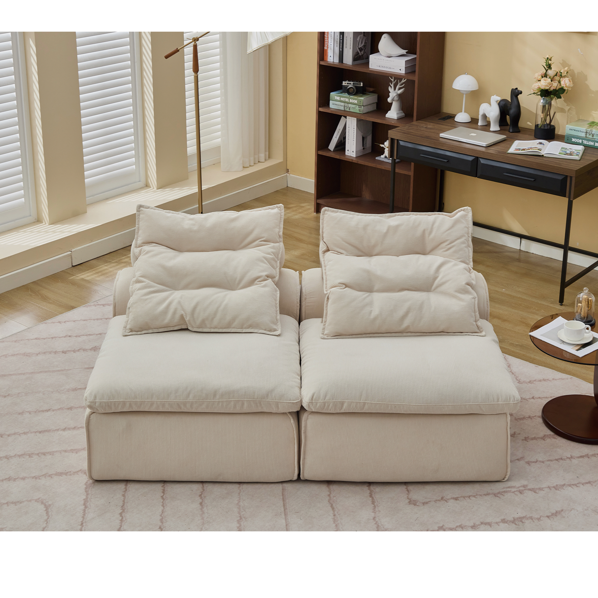 Modular Sofa with Neck and Lumbar Pillows - 2 Seats
