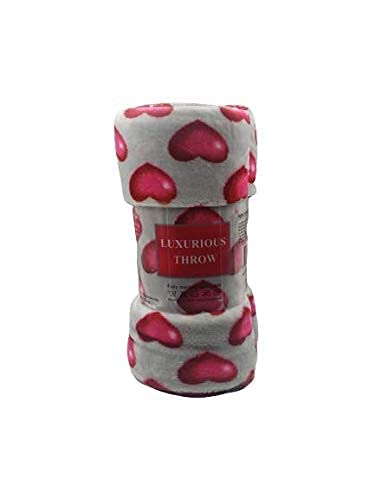 Decor&More Amor Eterno Be Mine Love Collection Valentine's Day Heart Ultra Plush Throw Blanket (50" x 60") -