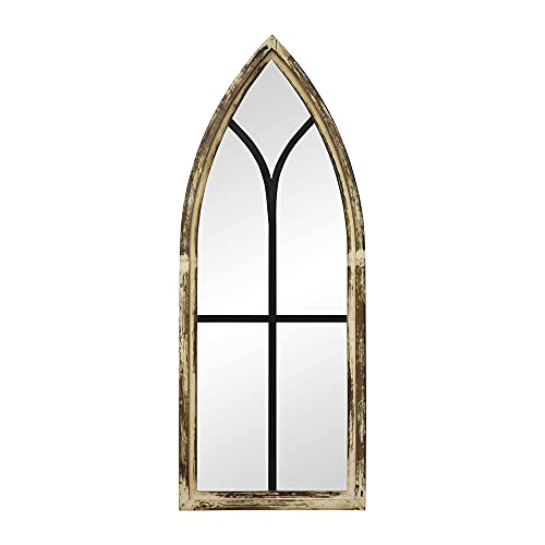 Vintage-Arched-Wooden-Wall-Mirror-,-Wood-and-Metal-Window-Mirror,-Farmhouse-Mirror-Wall-Decor-for-Entryway,-Living-Room,-Dinning-Room-or-Bedroom,-47''H-Mirrors