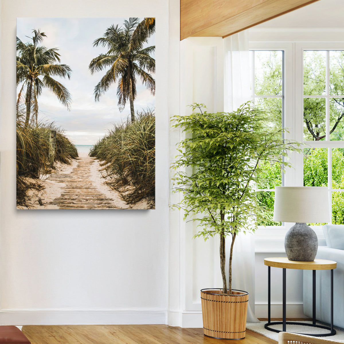 Tropical Beach Wall Art Canvas Print – Framed Coastal Palm