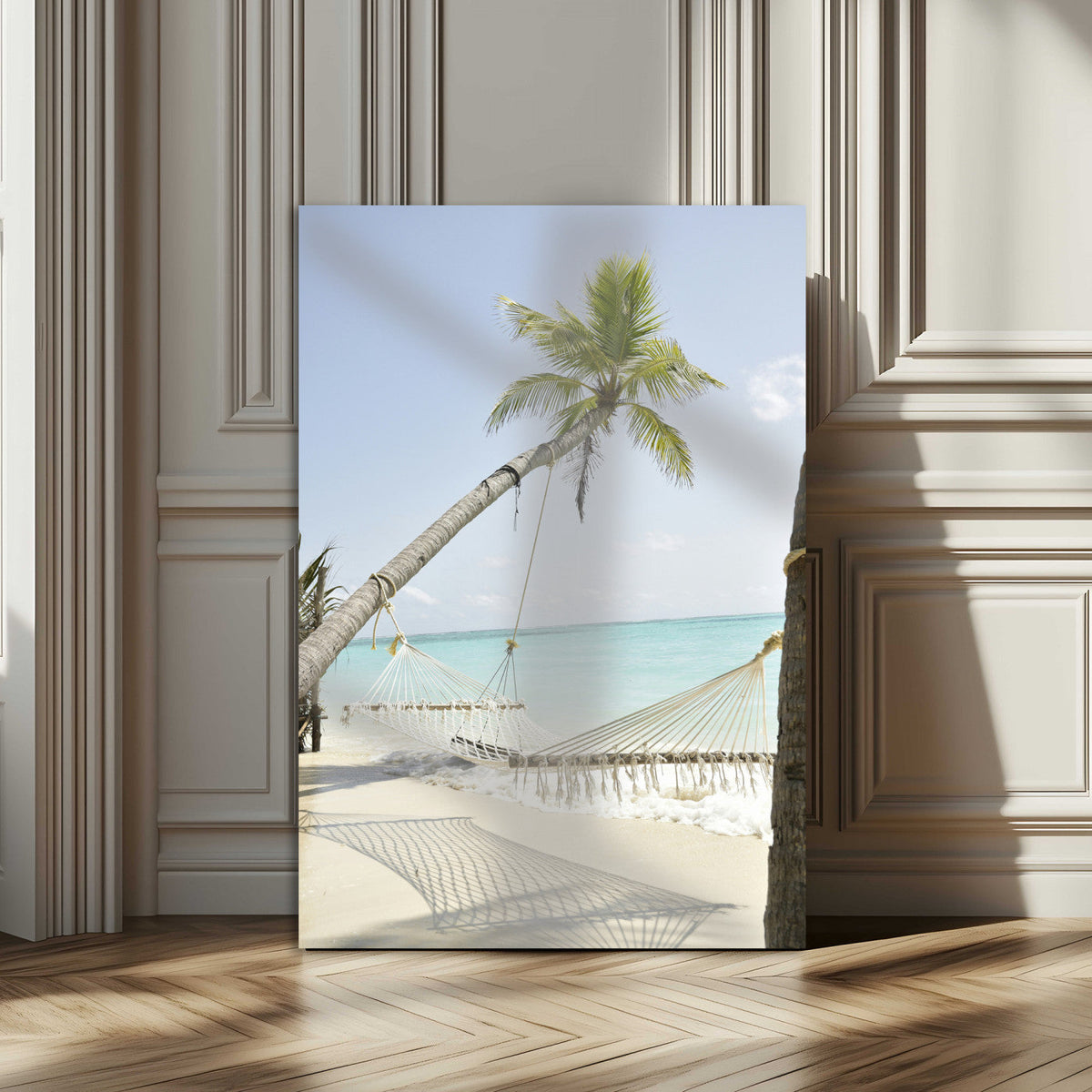 Beach Hammock Wall Art Canvas Print – Framed Tropical