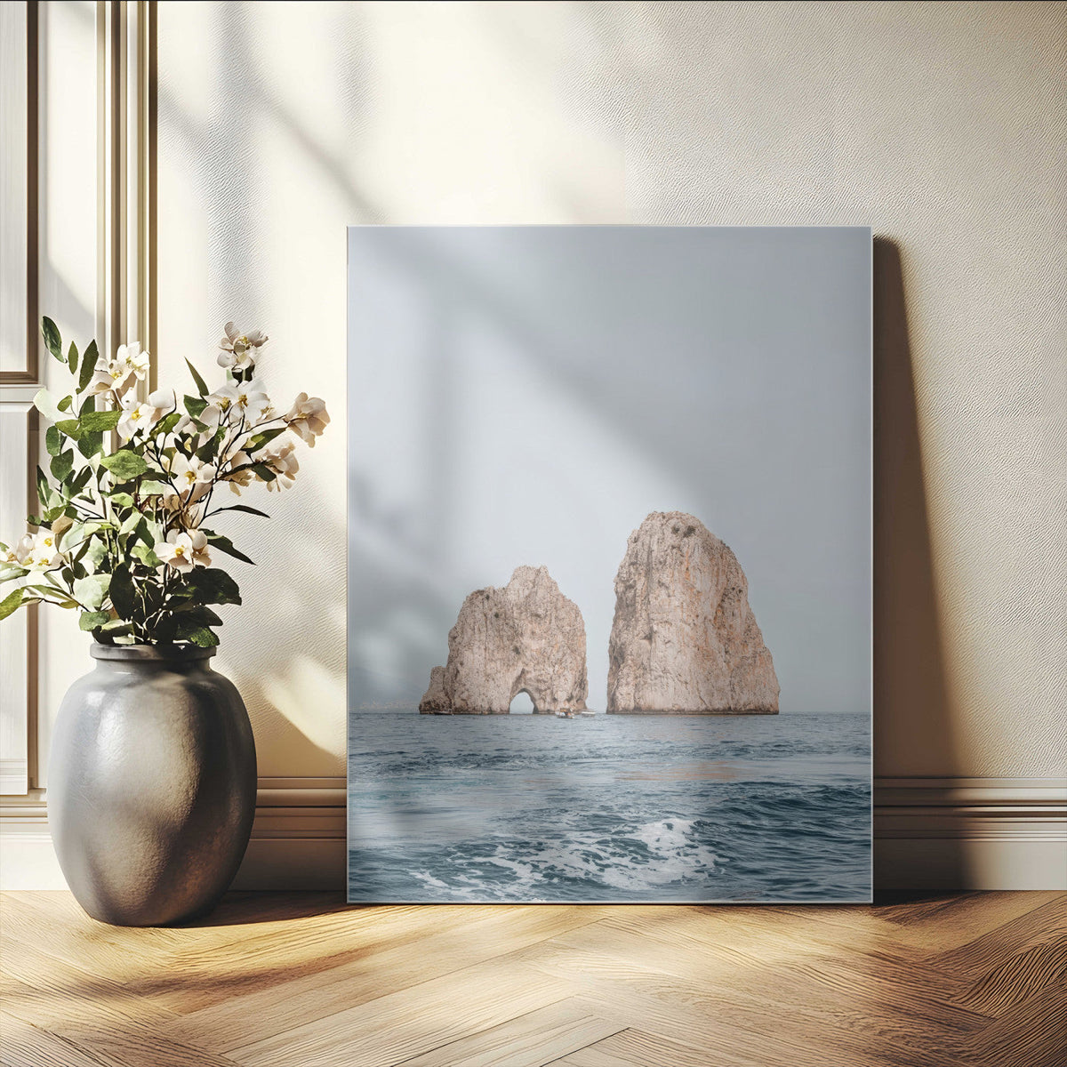 Faraglioni Capri Wall Art Canvas Print – Framed Serene Ocean